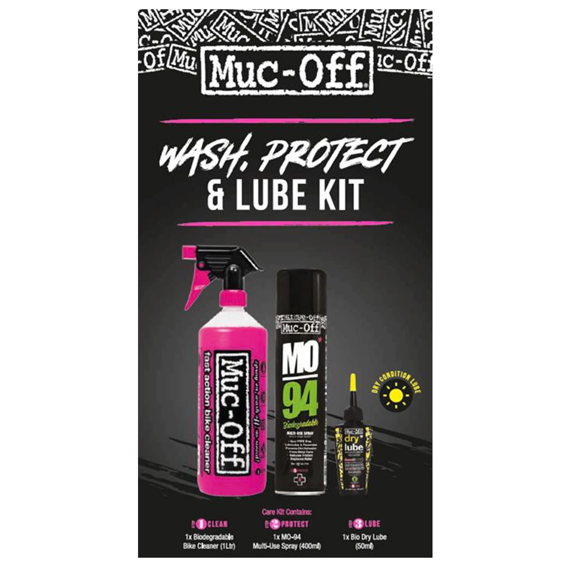 Muc-Off Wash, Protect, Dry Lube Kit 1 Muc-Off Wash, Protect, Dry Lube Kit