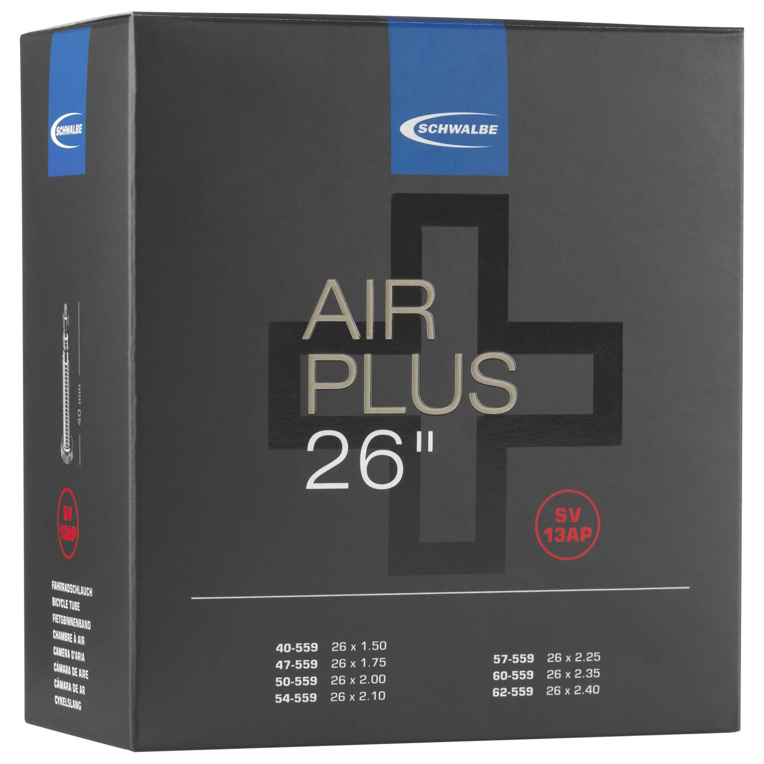 Schwalbe 26'' Schlauch Nr. 13 AP Air Plus 40/62-559 - Chambre à Air Pour Vélo 1 Schwalbe 26'' Schlauch Nr. 13 AP Air Plus 40/62-559 - Chambre à Air Pour Vélo